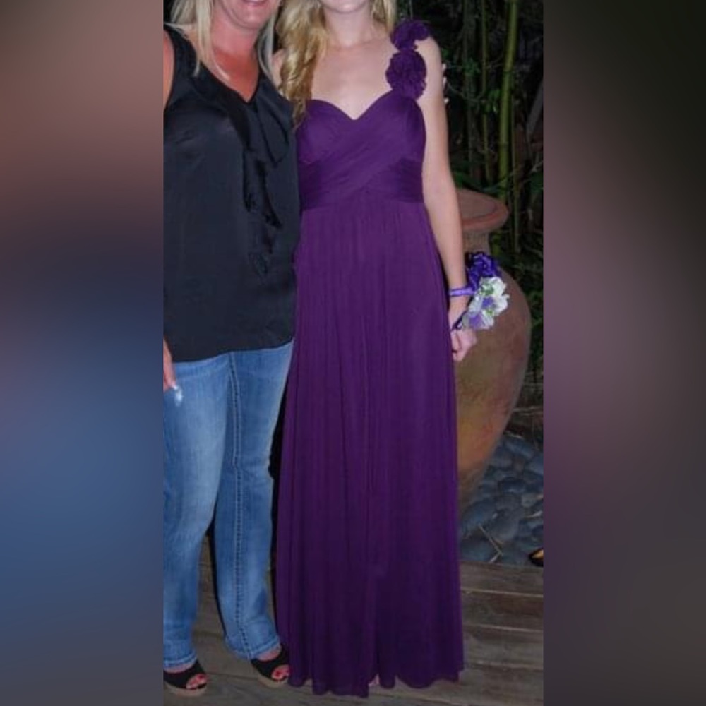 Royal Purple Evening Gown / Floor Length Dress with One Shoulder Detailing